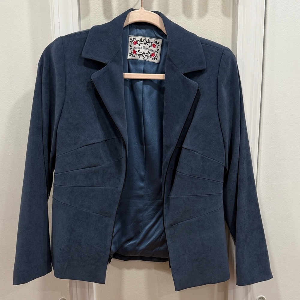 Faux Suede Blue Women's Blazer